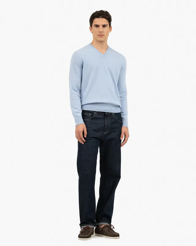 Men's Classic V-Neck Sweater - Cyan - Archive