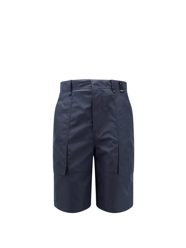 Cotton Blend Bermuda Shorts With Ff Detail - Fendi