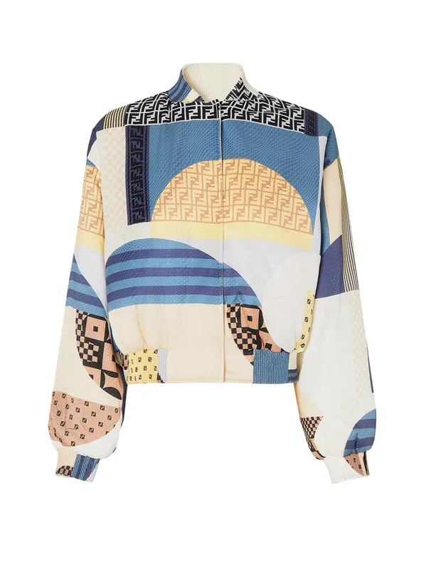 Reversible Patchwork Silk Bomber - Fendi