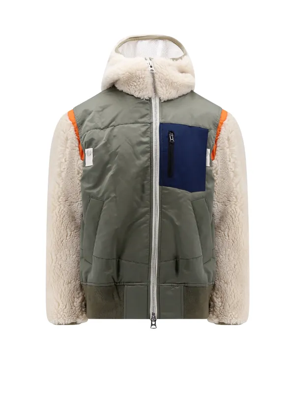 Nylon Jacket With Eco Shearling Inserts - Sacai