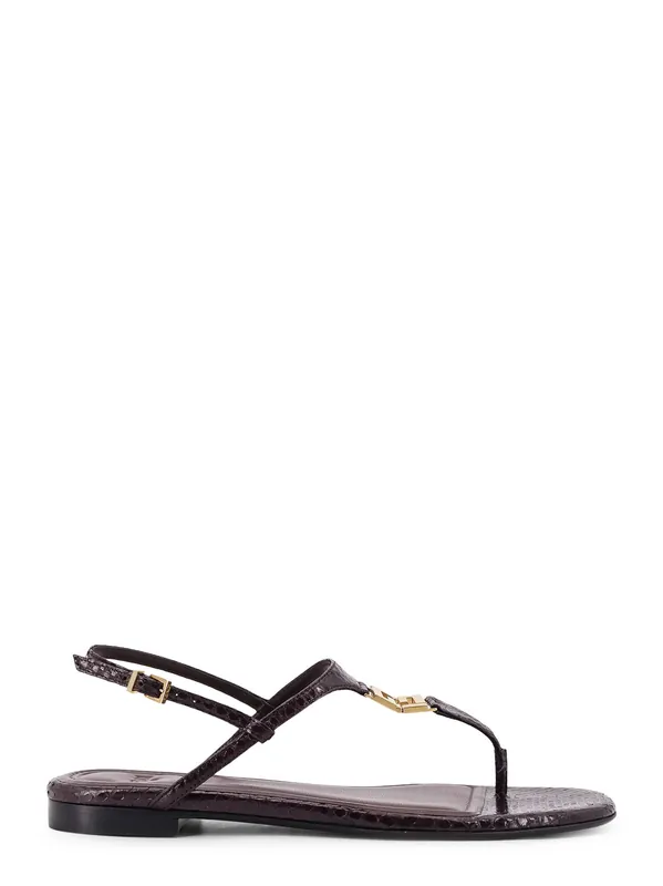 Fold Leather Sandals With Reptile Effect - Fendi