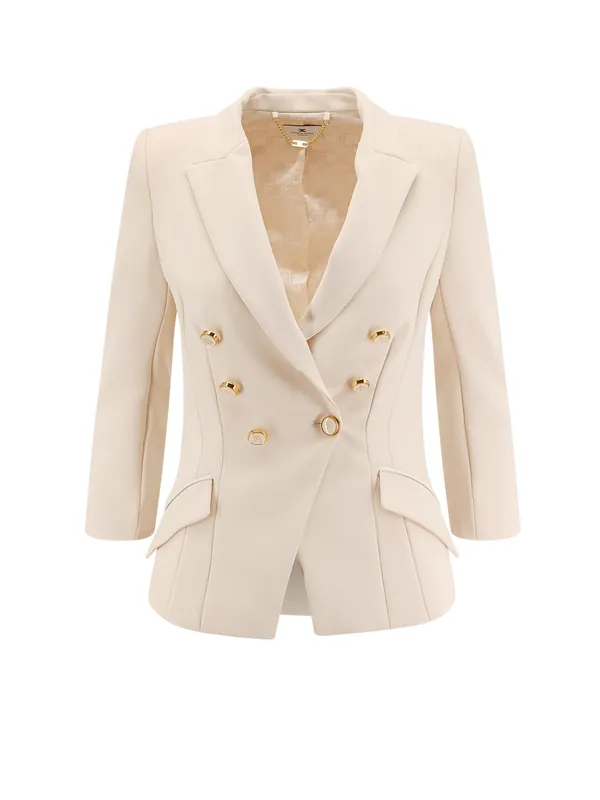 Fitted Blazer With Logoed Buttons - Elisabetta Franchi