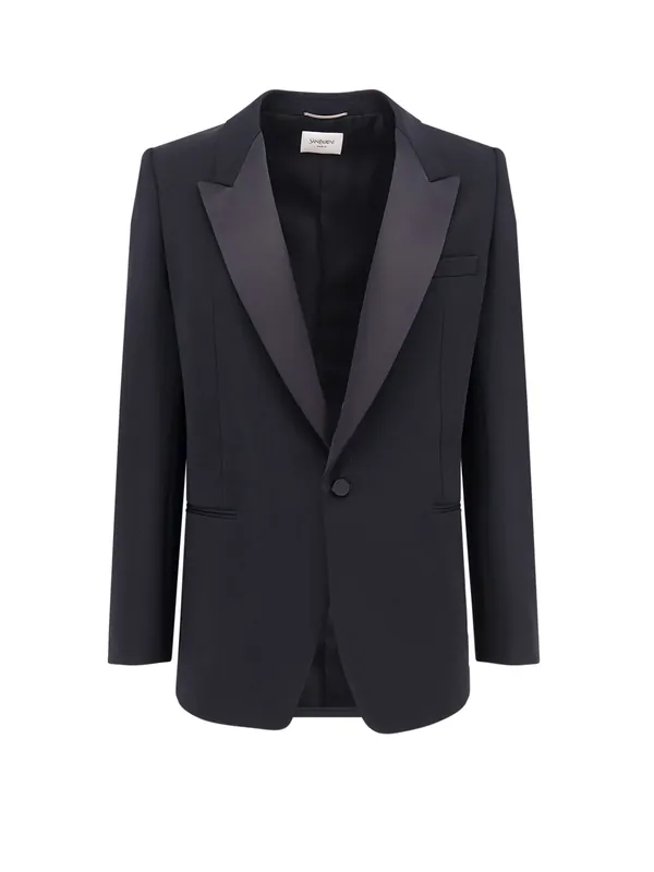 Certified Wool Blazer With Satin Lapel - Saint Laurent