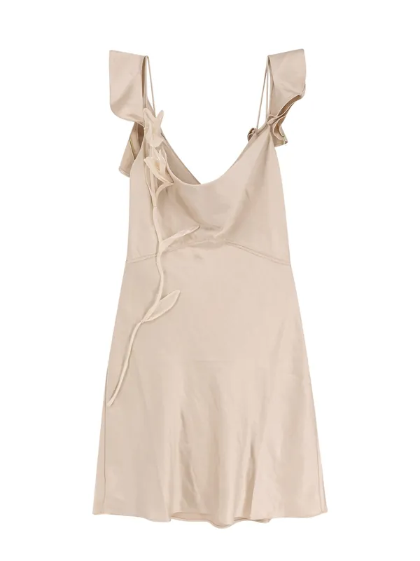 Satin Mini Dress With Floral Etails - Self-Portrait