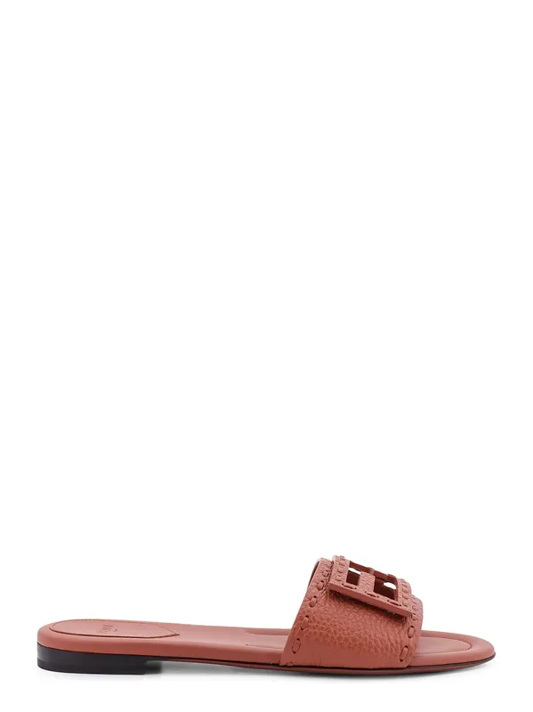 Baguette Leather Slides With Macro Selleria Topstitches - Fendi