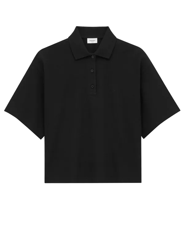 Cotton Blend Polo Shirt - Saint Laurent