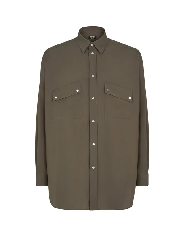 Wool Shirt With Logoed Buttons - Fendi