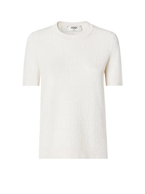 Cotton Blend T-Shirt With All-Over Ff Logo