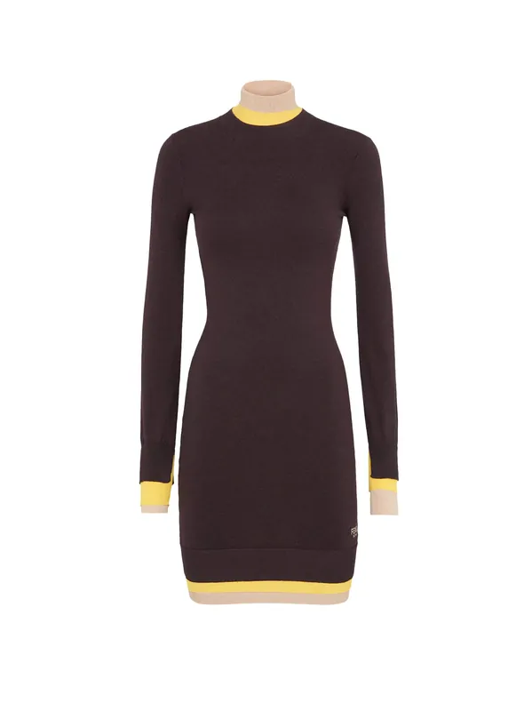 Mini Wool Dress With Contrasting Details - Fendi