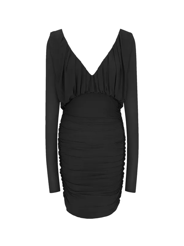 Cupro Dress With Drapery - Saint Laurent