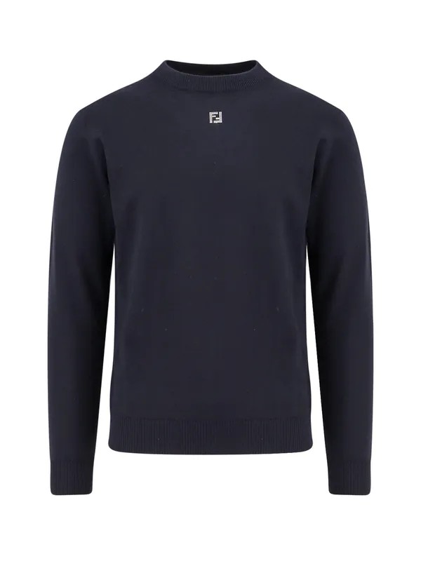 Wool Sweater With Ff Metal Logo - Fendi