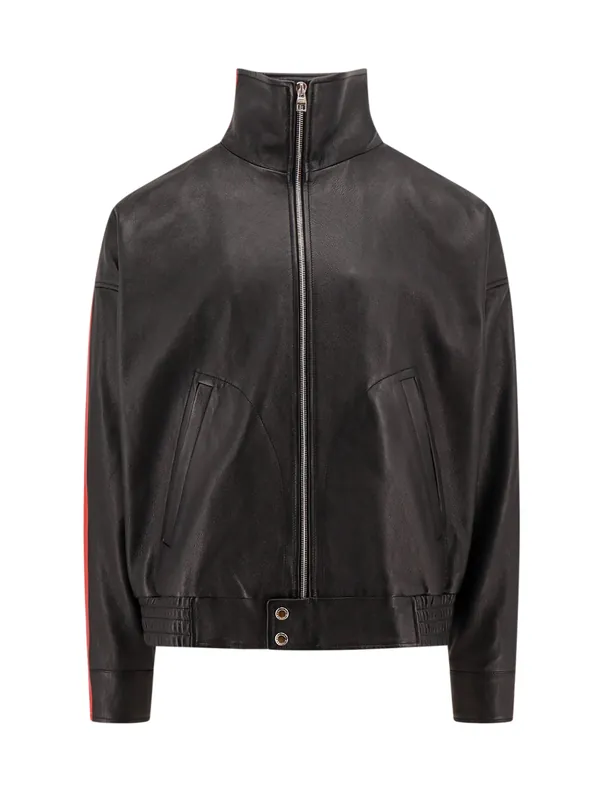 Leather Jacket With Contrasting Bands - Alexander McQueen