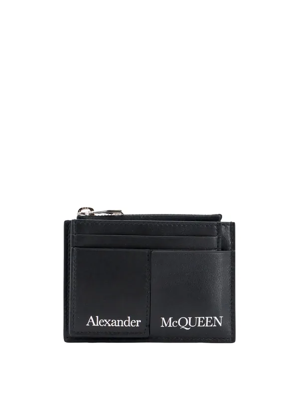 Leather Card Holder With Logo Print - Alexander McQueen