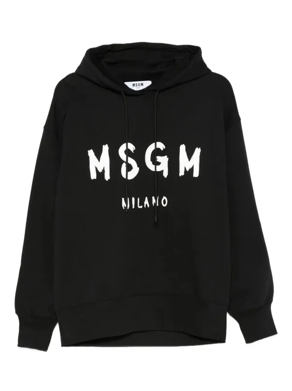Logo Print Cotton Hoodie - MSGM