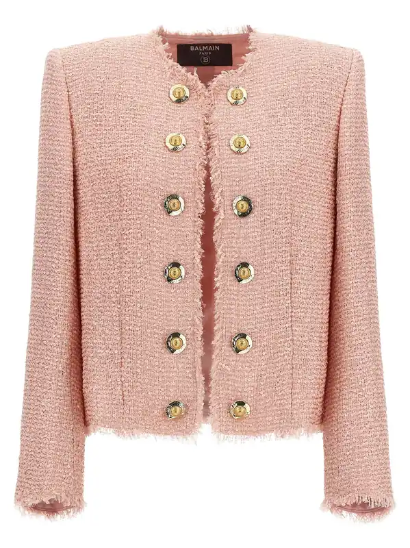 Sequin Tweed Blazer Blazers Pink - Balmain