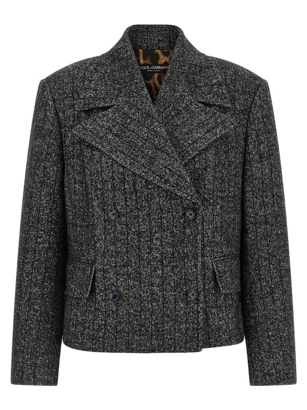 Striped Wool Blazer Blazers White/Black - Dolce & Gabbana