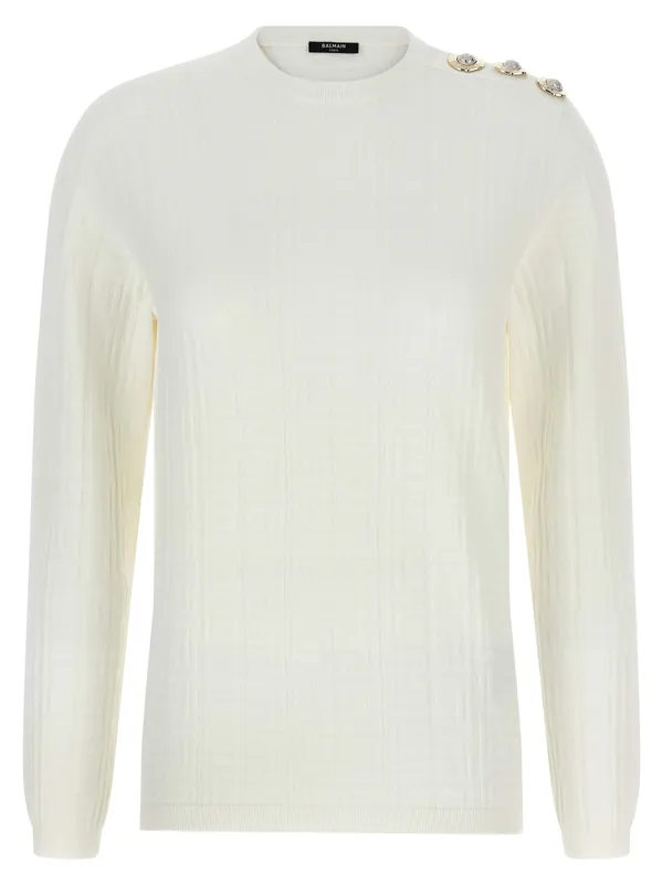 Maxi Shoulder Top Sweaters And Cardigans White - Balmain