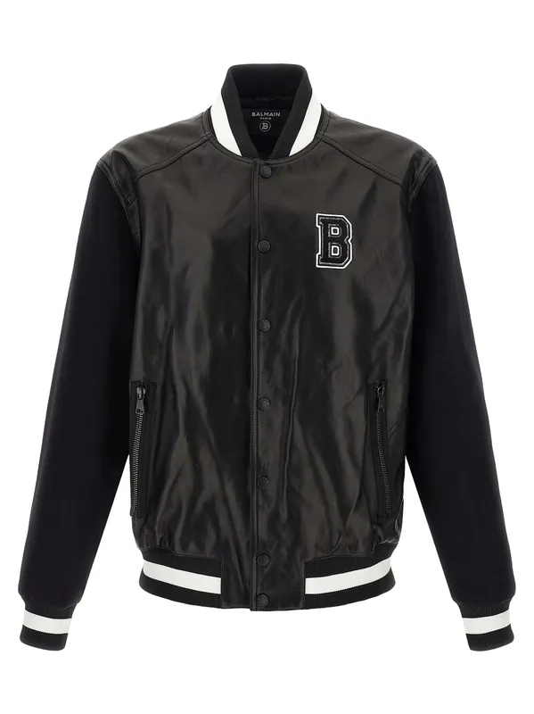 Varsity Puffer Jackets White/Black - Balmain