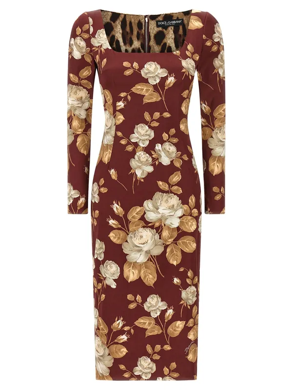 Rose Print Dress Dresses Multicolor - Dolce & Gabbana