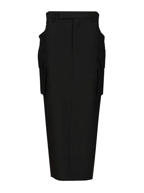 Firebanks Wool Midi Skirt Skirts Black - Rick Owens