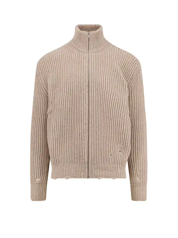 Wool Blend Cardigan With Distressed Effect - MM6 Maison Margiela
