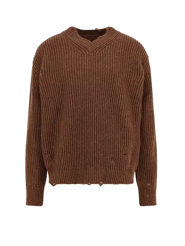 Wool Blend Sweater With Distressed Effect - MM6 Maison Margiela
