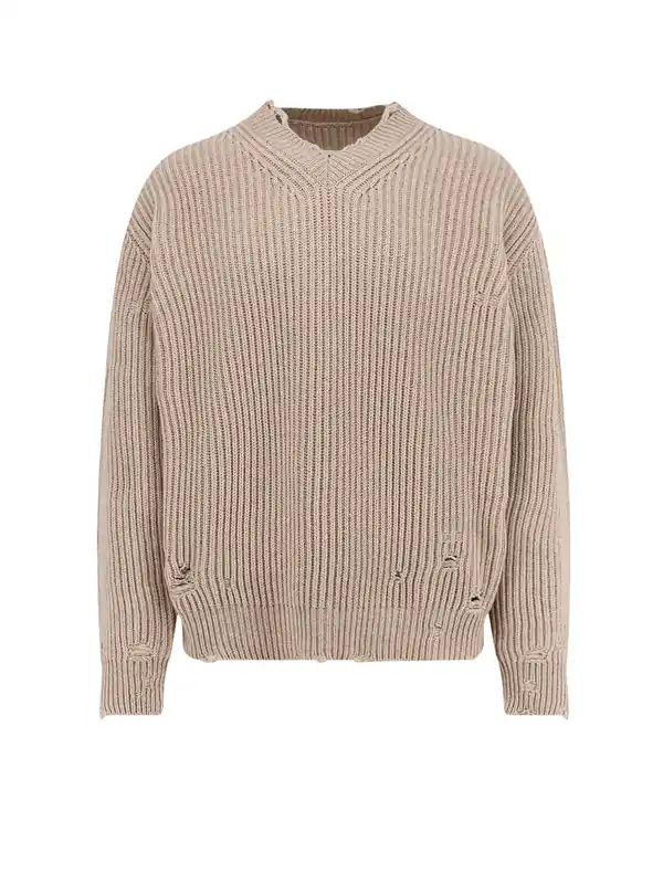 Wool Blend Sweater With Distressed Effect - MM6 Maison Margiela