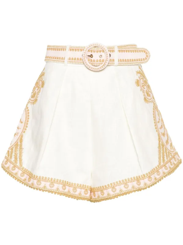 Embroidered Linen Shorts - Zimmermann