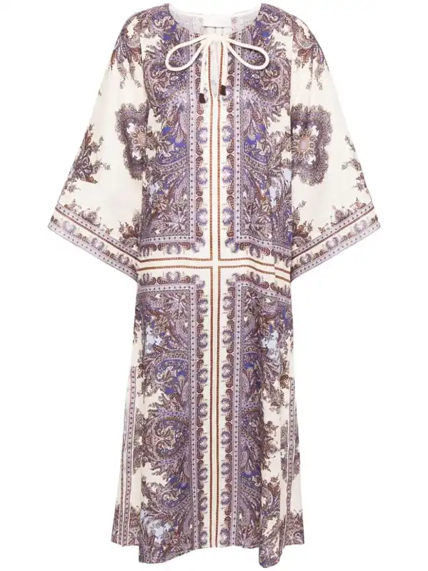 Paisley Print Linen Midi Dress - Zimmermann