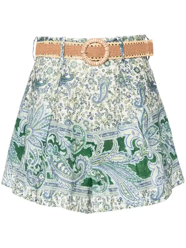 Paisley Print Linen Shorts - Zimmermann