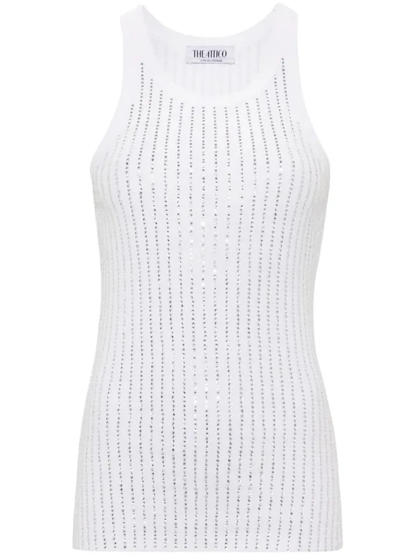 Strass Embellished Cotton Top - The Attico
