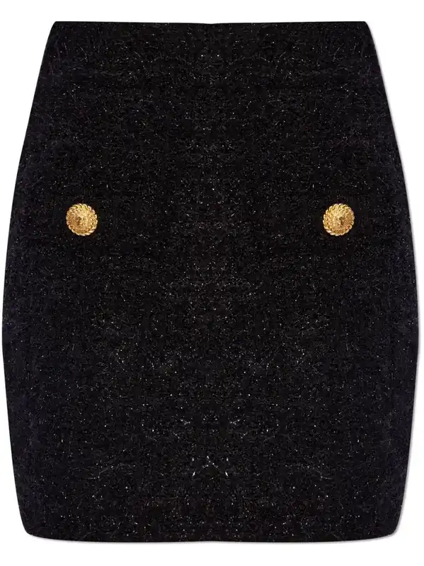 Buttoned Tweed Skirt - Balmain
