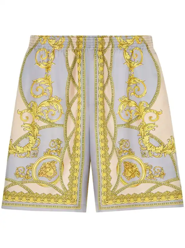 Barocco Print Silk Shorts - Versace