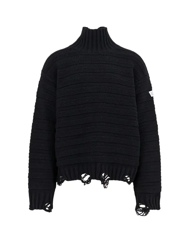 Wool Blend Sweater With Distressed Effect - MM6 Maison Margiela