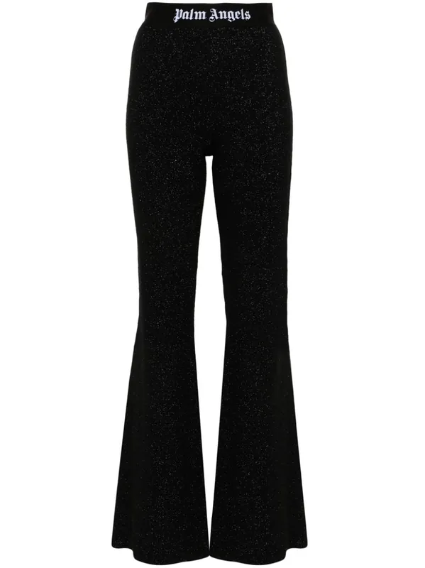 Logo Lurex Flared Trousers - Palm Angels