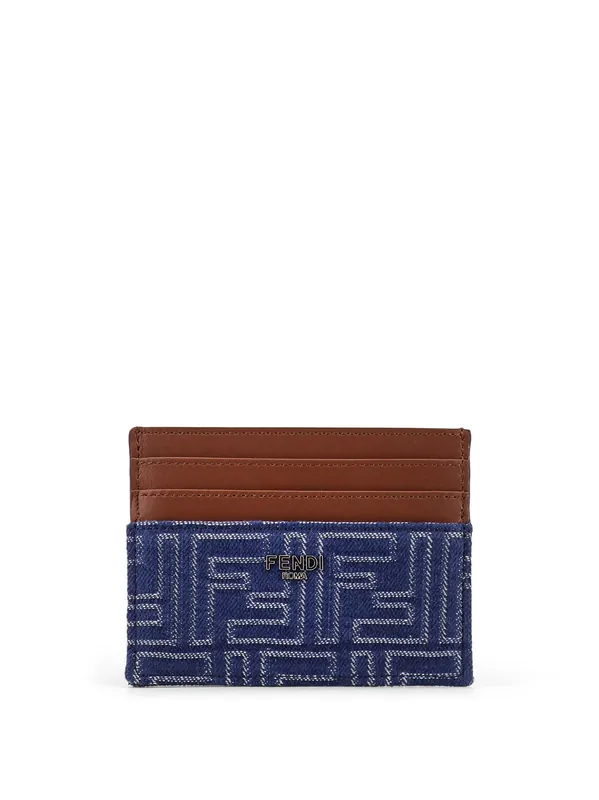 Jacquard Ff Fabric Cardholder With Denim Effect - Fendi