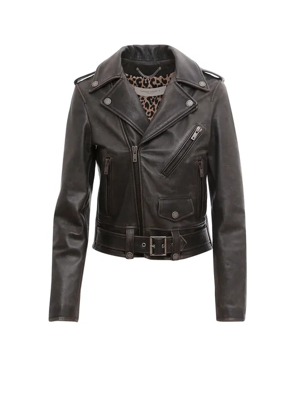 Slim Fit Destiny Lived-In Effect Leather Biker