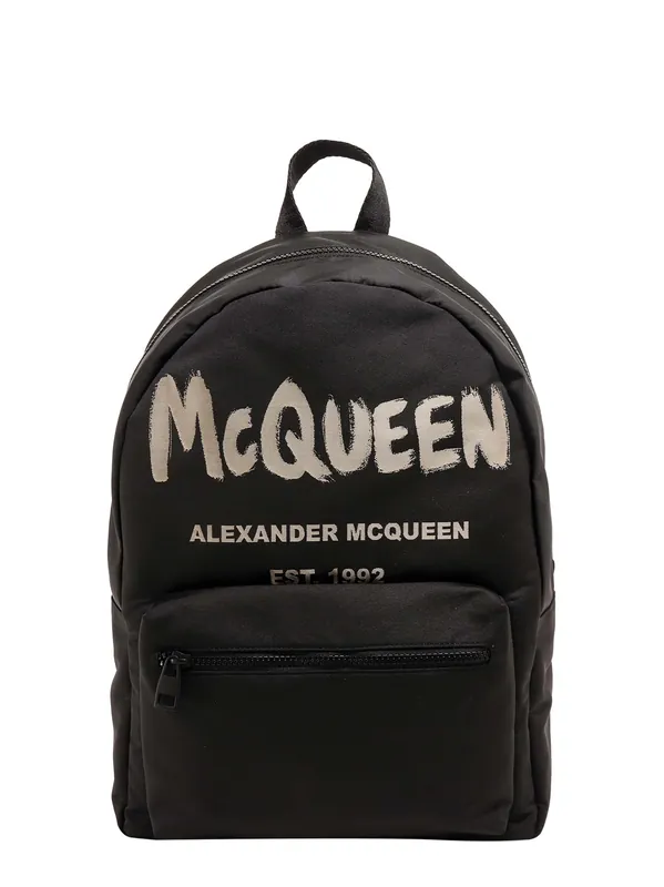 Metropolitan Nylon Backpack With Graffiti Print - Alexander McQueen