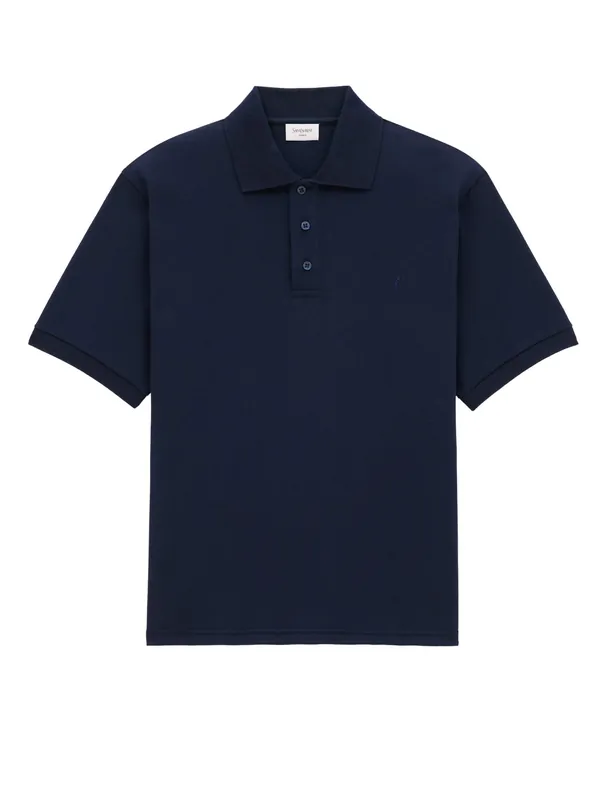 Recycled Material Polo Shirt With Cassandre Embroidery - Saint Laurent