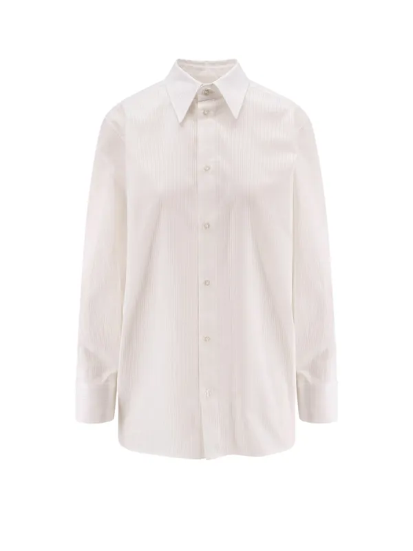 Certified Cotton Shirt With Cassandre Embroidery - Saint Laurent