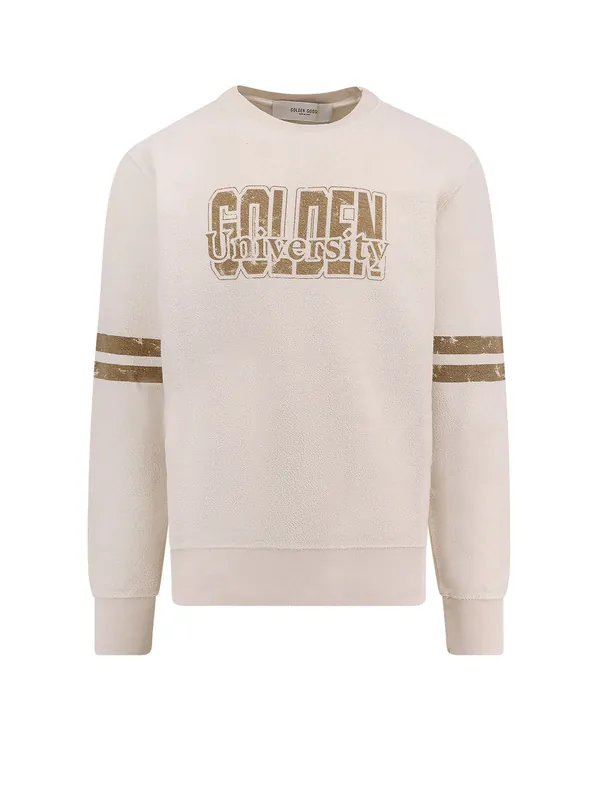 Cotton Sweatshirt With Logo Print - Golden Goose