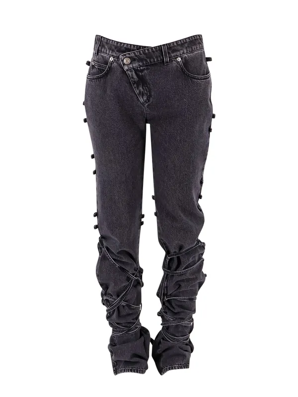 Black Denim Trousers With Knot Details - Alexander McQueen