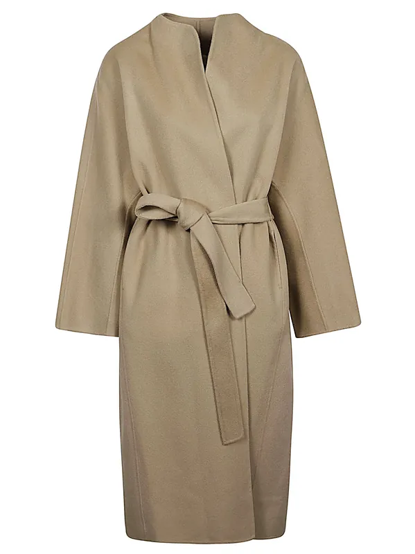 Wool Midi Coat - Sandbeige