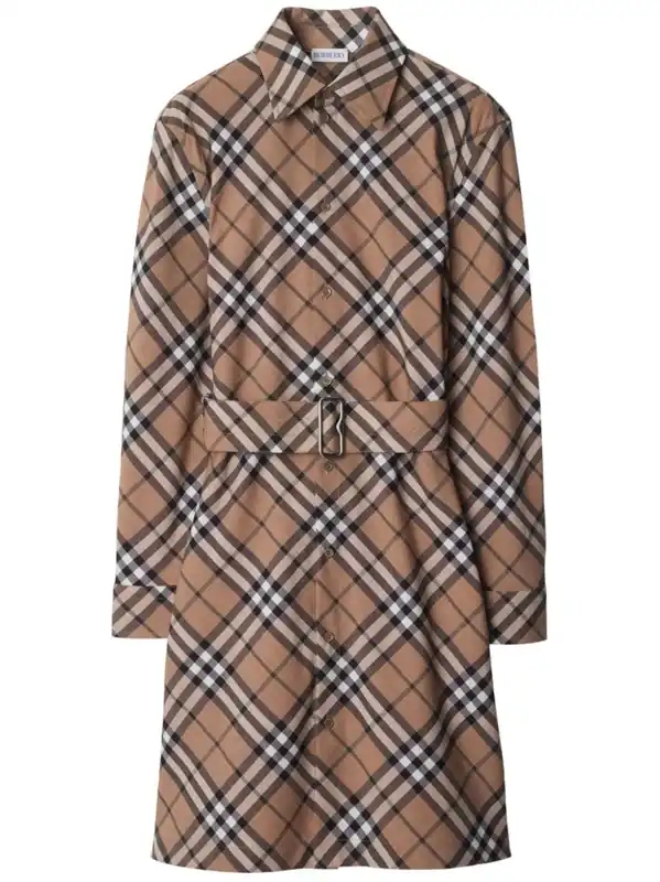 Check Wool Blend Chemisier Dress - Burberry