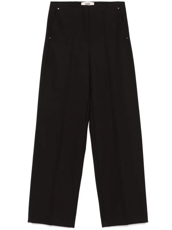 Wide Leg Wool Trousers - Fendi