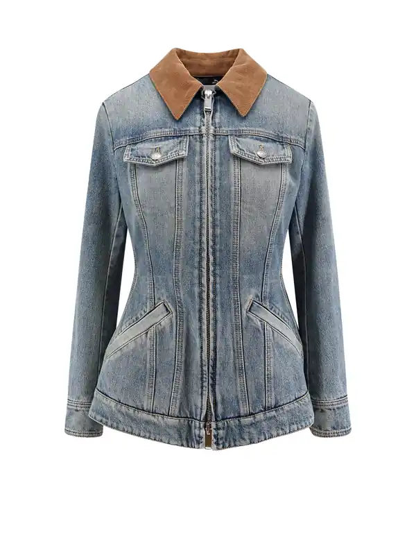 Denim Jacket With Volant - Alexander McQueen