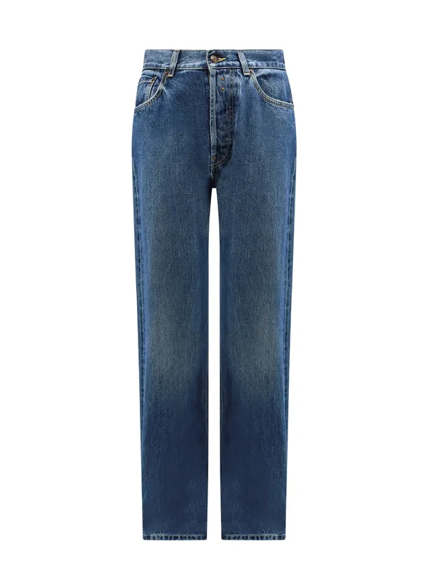 Cotton Jeans With Leather Logo Patch - Alexander McQueen