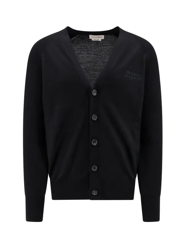 Wool Cardigan With Logo Embroidery - Alexander McQueen