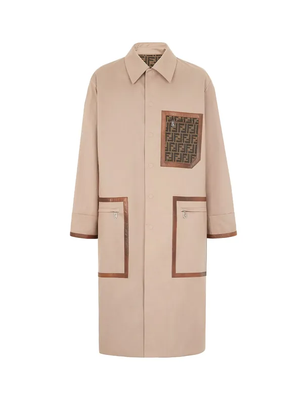 Cotton Trench With Leather Profiles - Fendi