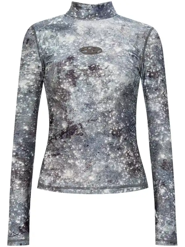 Printed High-Neck Top